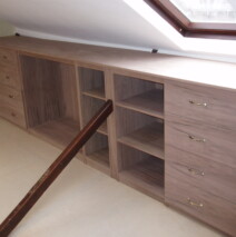 Walnut veneered drawer unit